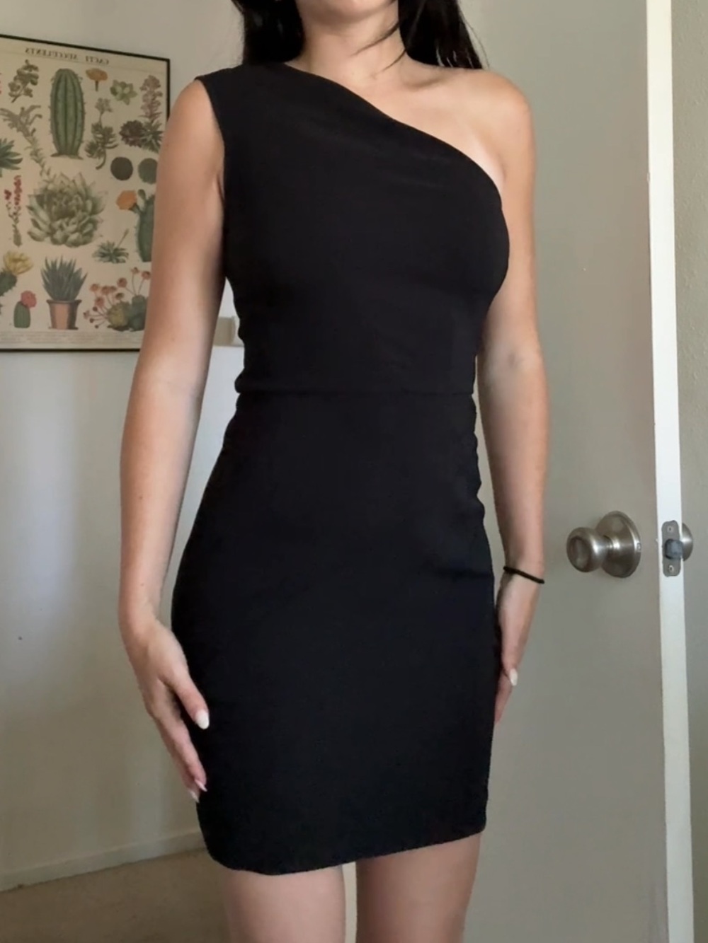 Michael Costello x REVOLVE One-Shoulder Black Cocktail Dress